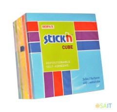 Блок самоклеящийся бумажный Stick`n 21538 76x76мм 400лист. 70г/м2 неон+пастель 6цв.в упак.