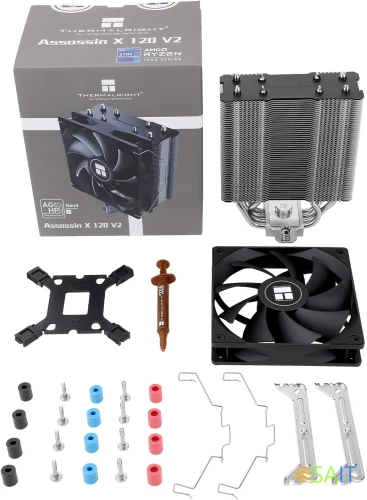 Устройство охлаждения(кулер) Thermalright Assassin X 120 v2 Soc-AM5/AM4/1200/1700/1851 черный 4-pin 25.6dB Al+Cu 700gr Ret (AX120-V2)