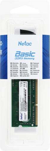 Память DDR3L 4Gb 1600MHz Netac NTBSD3N16SP-04 Basic RTL PC3-12800 CL11 SO-DIMM 204-pin 1.35В single rank Ret