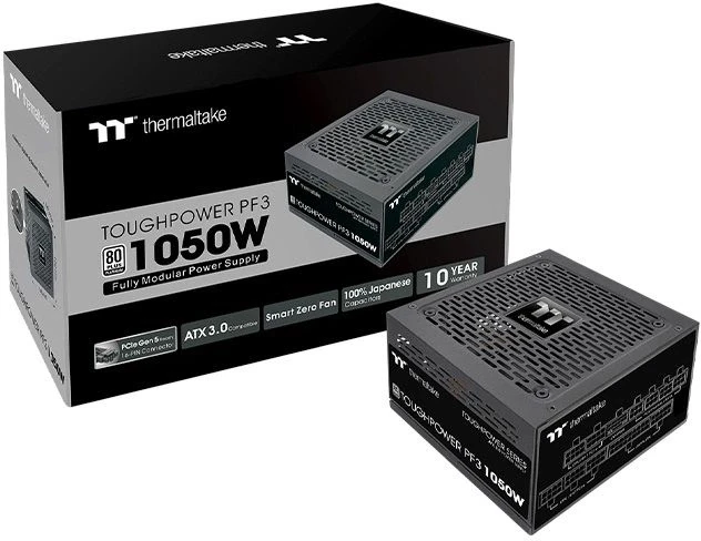 Блок питания Thermaltake ATX 1050W Toughpower PF3 Gen.5 80+ platinum 24pin APFC 120mm fan LED 12xSATA Cab Manag RTL