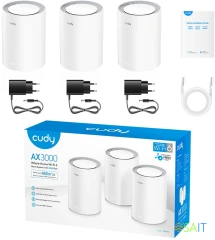 Бесшовный Mesh роутер Cudy M3000 (M3000(3-PACK)) AX3000 100/1000/2500BASE-T белый (упак.:3шт)
