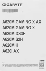 Материнская плата Gigabyte A620M DS3H Socket AM5 AMD A620 4xDDR5 mATX AC`97 8ch(7.1) GbLAN RAID+VGA+HDMI+DP