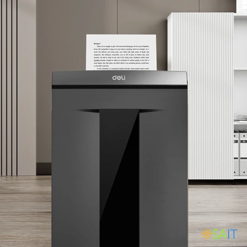 Шредер Deli Laro-H ET098 серый (секр.P-7) фрагменты 8лист. 30лтр. скрепки скобы пл.карты CD