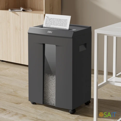 Шредер Deli Laro-H ET098 серый (секр.P-7) фрагменты 8лист. 30лтр. скрепки скобы пл.карты CD