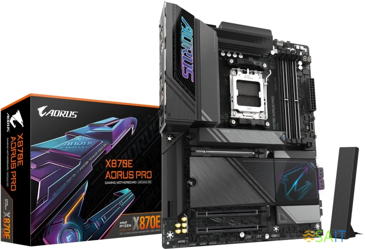 Материнская плата Gigabyte X870E AORUS PRO SocketAM5 AMD X870E 4xDDR5 ATX AC`97 8ch(7.1) 2.5Gg RAID+HDMI