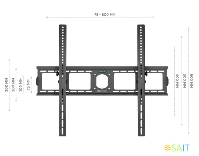 Кронштейн для телевизора Onkron UT4 черный 55"-100" макс.75кг настенный наклон