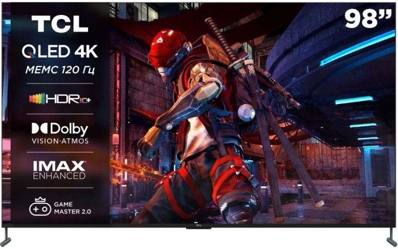 Телевизор QLED TCL 98" 98C745 черный 4K Ultra HD 120Hz DVB-T DVB-T2 DVB-C DVB-S DVB-S2 USB WiFi Smart TV (RUS)