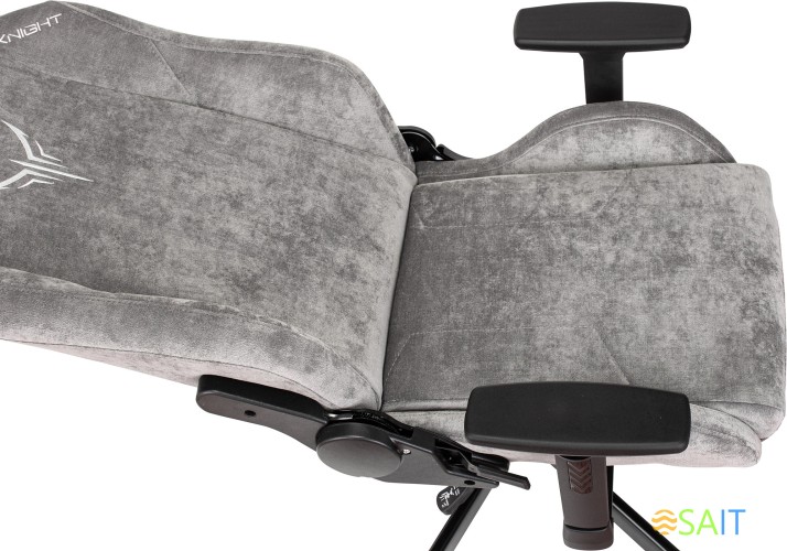 Кресло игровое Knight N1 Fabric серый Light-19 с подголов. крестов. металл
