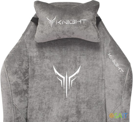 Кресло игровое Knight N1 Fabric серый Light-19 с подголов. крестов. металл