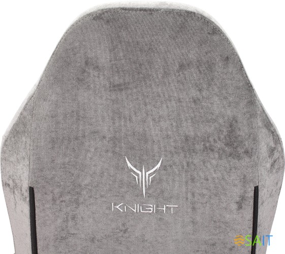 Кресло игровое Knight N1 Fabric серый Light-19 с подголов. крестов. металл