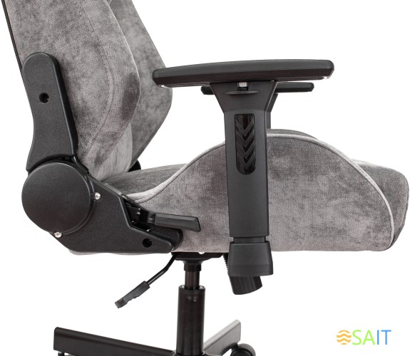 Кресло игровое Knight N1 Fabric серый Light-19 с подголов. крестов. металл