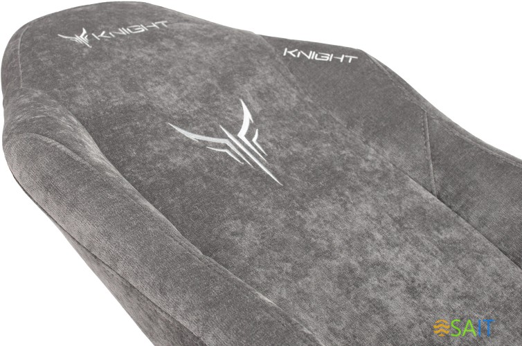 Кресло игровое Knight N1 Fabric серый Light-19 с подголов. крестов. металл