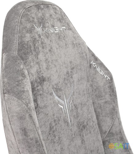 Кресло игровое Knight N1 Fabric серый Light-19 с подголов. крестов. металл