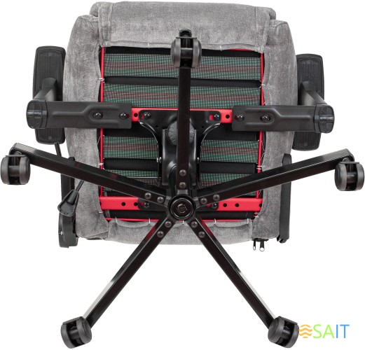 Кресло игровое Knight N1 Fabric серый Light-19 с подголов. крестов. металл