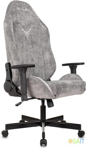 Кресло игровое Knight N1 Fabric серый Light-19 с подголов. крестов. металл