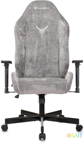 Кресло игровое Knight N1 Fabric серый Light-19 с подголов. крестов. металл
