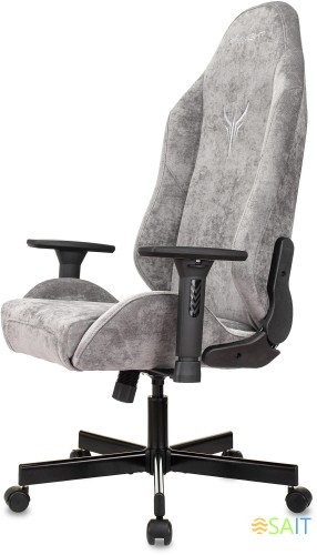 Кресло игровое Knight N1 Fabric серый Light-19 с подголов. крестов. металл