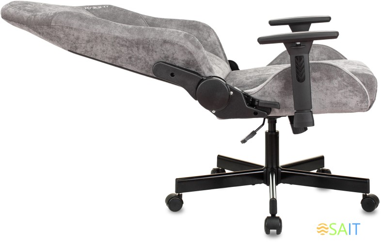 Кресло игровое Knight N1 Fabric серый Light-19 с подголов. крестов. металл