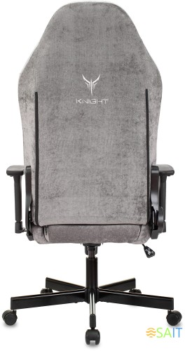 Кресло игровое Knight N1 Fabric серый Light-19 с подголов. крестов. металл