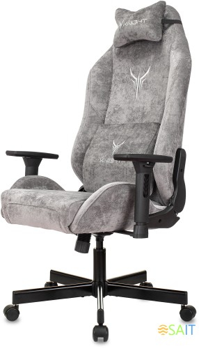 Кресло игровое Knight N1 Fabric серый Light-19 с подголов. крестов. металл