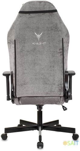 Кресло игровое Knight N1 Fabric серый Light-19 с подголов. крестов. металл