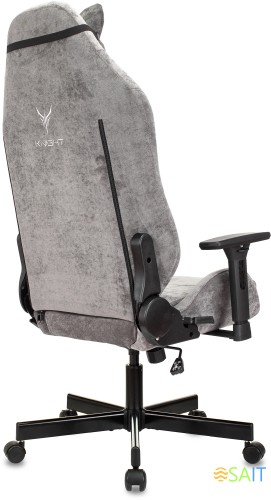 Кресло игровое Knight N1 Fabric серый Light-19 с подголов. крестов. металл