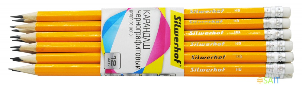 Карандаш ч/г Silwerhof Basic 120636-00 2мм HB шестигран. дерево карт.пер. ластик