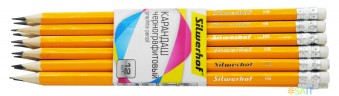 Карандаш ч/г Silwerhof Basic 120636-00 2мм HB шестигран. дерево карт.пер. ластик