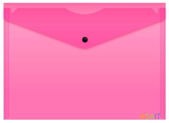 Конверт на кнопке Бюрократ Double Neon DNEPK803A4PINK A4 гориз. пластик 0.15мм розовый