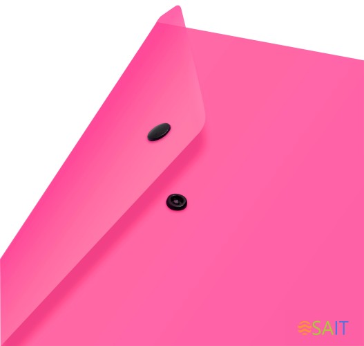 Конверт на кнопке Бюрократ Double Neon DNEPK803A4PINK A4 гориз. пластик 0.15мм розовый