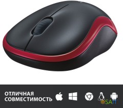 Мышь Logitech M185 черный/красный оптическая 1000dpi беспров. USB для ноутбука 2but (910-002633)