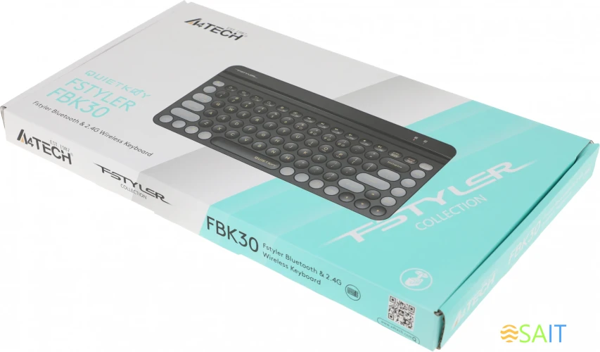 Клавиатура A4Tech Fstyler FBK30 черный/серый USB беспроводная BT/Radio slim Multimedia (FBK30 BLACKCURRANT)