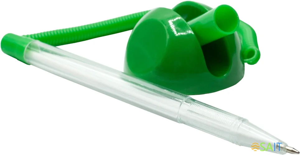 Ручка шариков. Silwerhof ECO зеленый d=0.7мм син. черн. на подставке сменный стержень линия 0.5мм кругл.