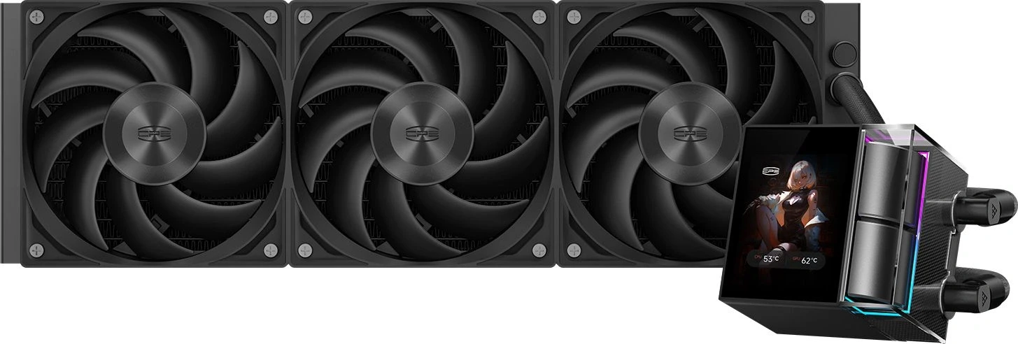 Система водяного охлаждения PcCooler DS360 Display Soc-AM5/AM4/1200/1700/1851 черный 4-pin Al LCD 310W Ret (DS360-BKNWXY-GL)