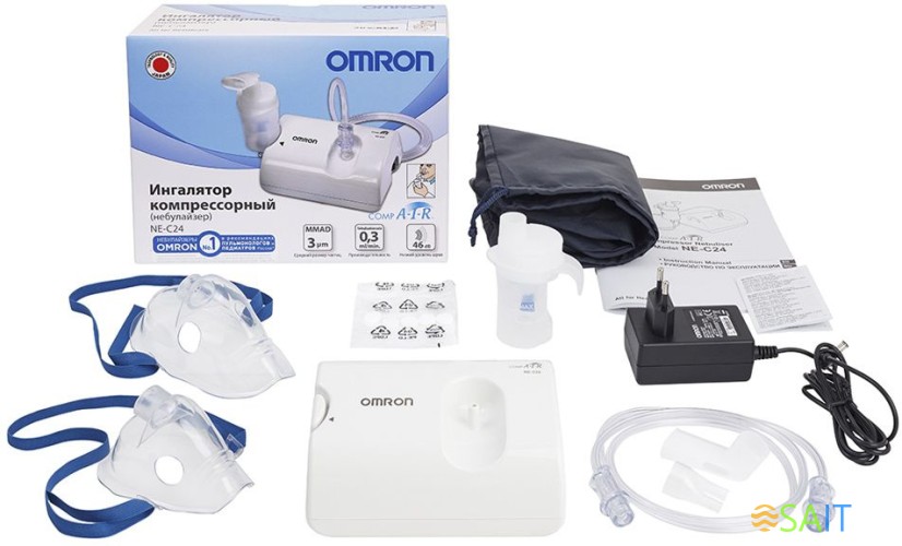 Ингалятор Omron NE-C24 (NE-C801S-RU) компрессорный стационарный белый
