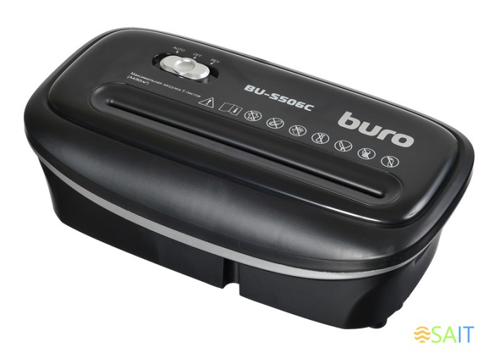 Шредер Buro Home BU-S506C черный (секр.P-4) фрагменты 5лист. 12лтр. пл.карты