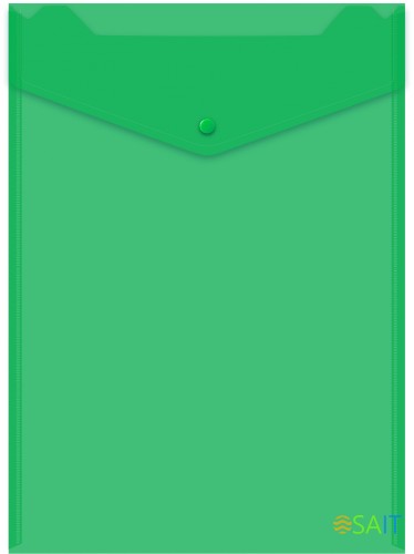 Конверт на кнопке Бюрократ -PK875/1 A4 верт. пластик 0.18мм ассорти