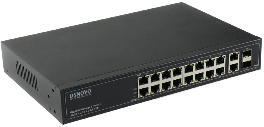 Коммутатор Osnovo SW-71802/L 2xКомбо(1000BASE-T/SFP) управляемый