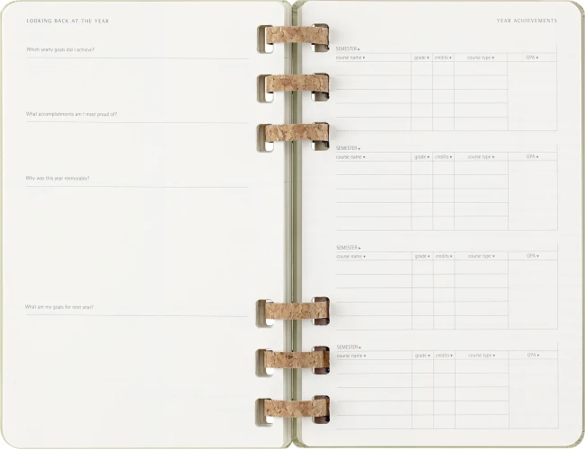 Еженедельник Moleskine ACADEMIC SPIRAL Large 150х210мм 200стр. спираль киви