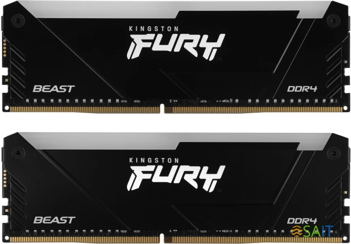 Память DDR4 2x16GB 2666MHz Kingston KF426C16BB12AK2/32 Fury Beast RGB RTL Gaming PC4-21300 CL16 DIMM 288-pin 1.2В dual rank с радиатором Ret