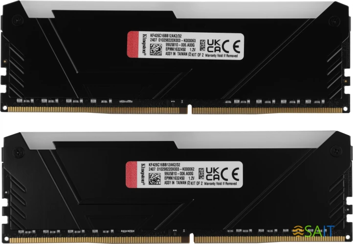 Память DDR4 2x16GB 2666MHz Kingston KF426C16BB12AK2/32 Fury Beast RGB RTL Gaming PC4-21300 CL16 DIMM 288-pin 1.2В dual rank с радиатором Ret