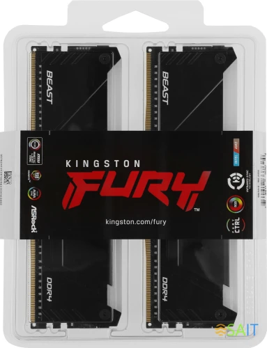Память DDR4 2x16GB 2666MHz Kingston KF426C16BB12AK2/32 Fury Beast RGB RTL Gaming PC4-21300 CL16 DIMM 288-pin 1.2В dual rank с радиатором Ret