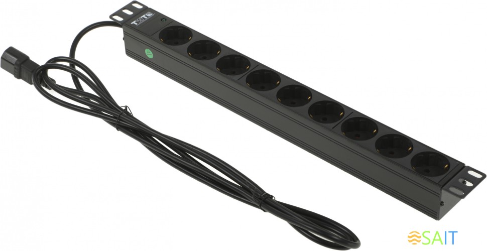 Блок распределения питания Lanmaster TWT-PDU19-10A9P4-3.0 гор.размещ. 9xSchuko базовые 10A C14 3м