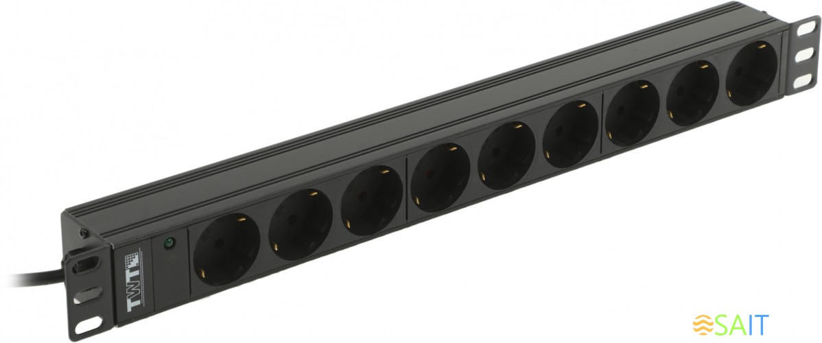 Блок распределения питания Lanmaster TWT-PDU19-10A9P4-3.0 гор.размещ. 9xSchuko базовые 10A C14 3м