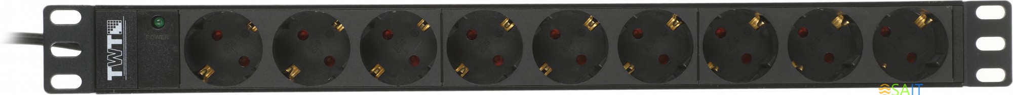 Блок распределения питания Lanmaster TWT-PDU19-10A9P4-3.0 гор.размещ. 9xSchuko базовые 10A C14 3м