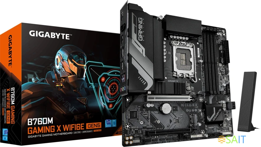 Материнская плата Gigabyte B760M G X WF6E GEN5 Soc-1700 Intel B760 4xDDR5 mATX AC`97 8ch(7.1) 2.5Gg RAID+HDMI+DP