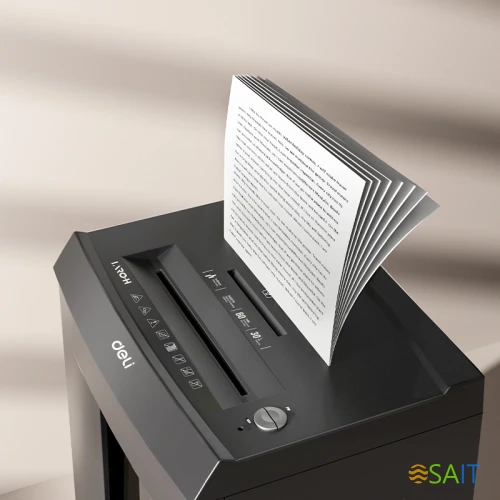 Шредер Deli Laro-H ET097 черный (секр.P-6) фрагменты 7лист. 30лтр. скобы пл.карты CD