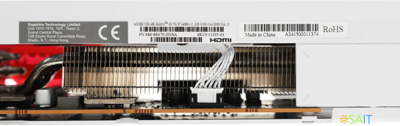 Видеокарта Sapphire PCI-E 4.0 11335-03-20G PURE RX 7700 XT GAMING OC AMD Radeon RX 7700XT 12Gb 192bit GDDR6 2226/18000 HDMIx2 DPx2 HDCP Ret