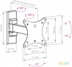 Кронштейн для телевизора Arm Media MARS-1 черный 10"-32" макс.20кг настенный поворот и наклон
