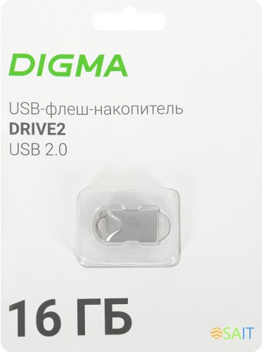 Флеш Диск Digma 16Gb DRIVE2 DGFUM016A20SR USB2.0 серебристый